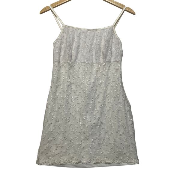 VTG Y2K 90's 00's Timing White Floral Ruffles Lace Camisole Mini Dress M - Picture 1 of 3